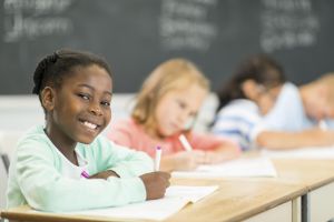 Diverse elementary students in the classroom