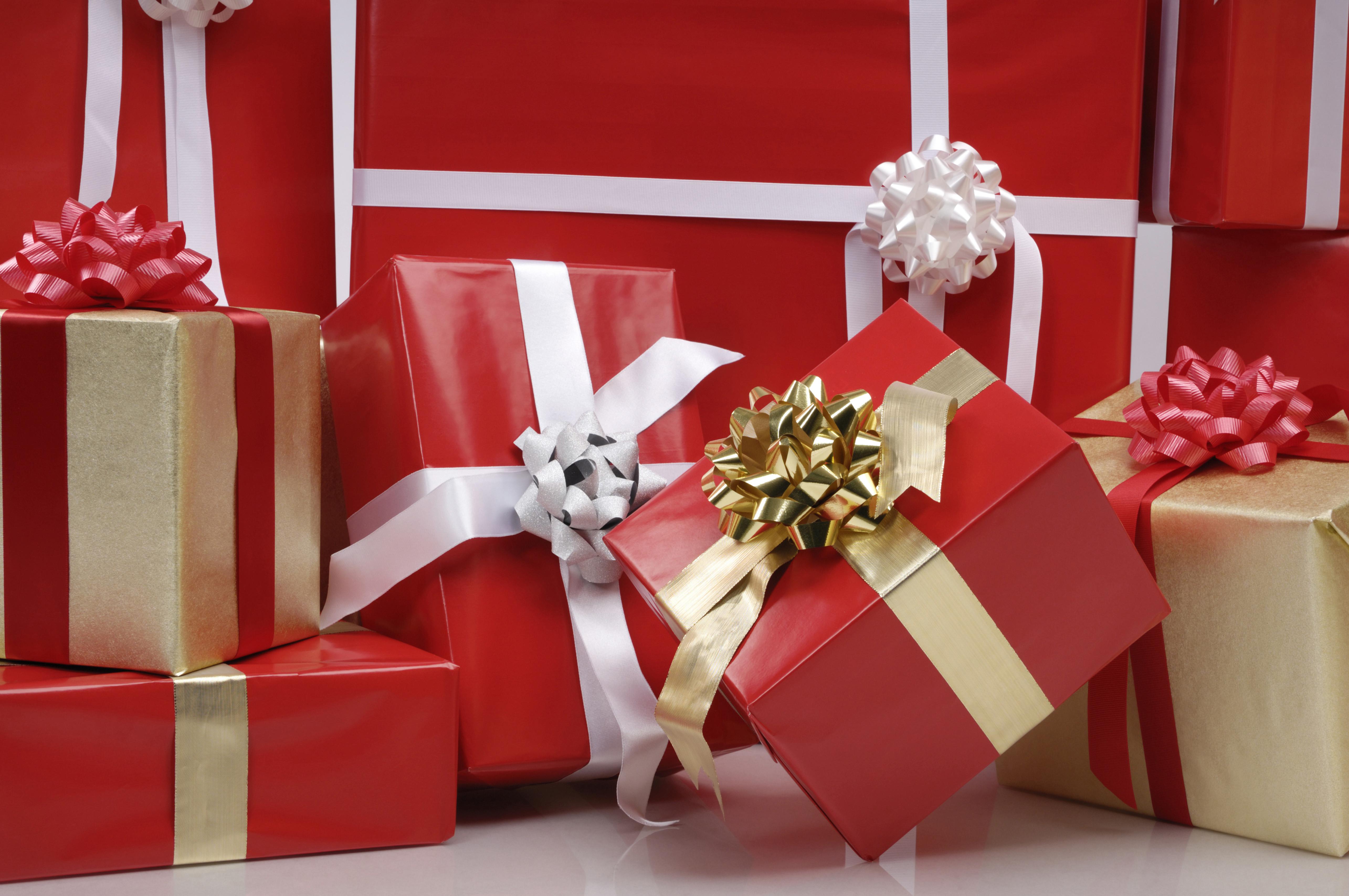 Pile of Christmas gift boxes