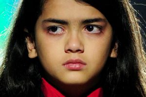 A tearful Blanket Jackson, son of michae