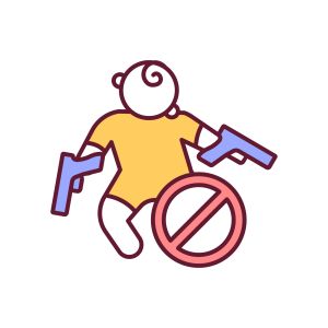 Prevent child death with gun control RGB color icon