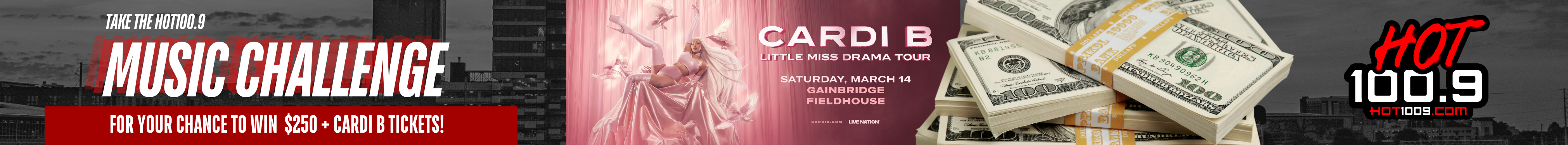 Take the hot 100.9 Music Challenge for a chance to win $250 + Cardi B TIckets