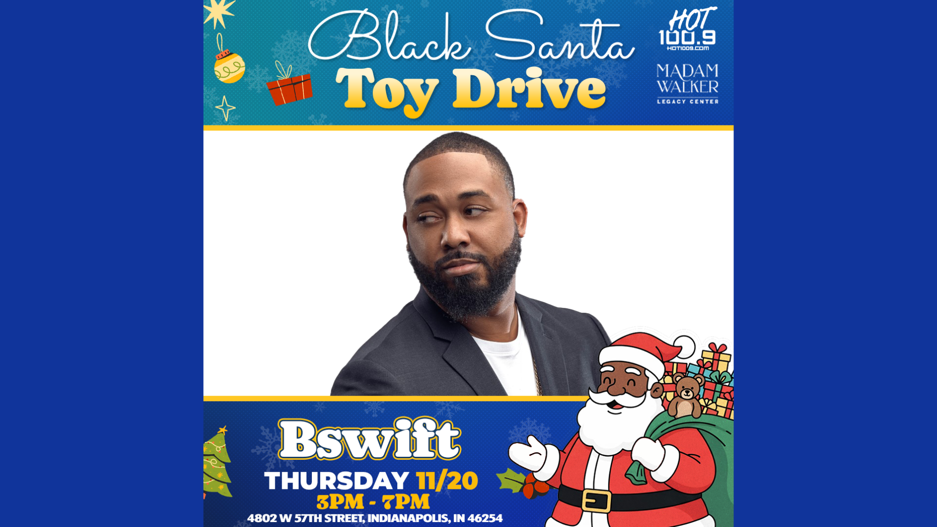 Karen Vaughn Black Santa Toy Drive Christmas