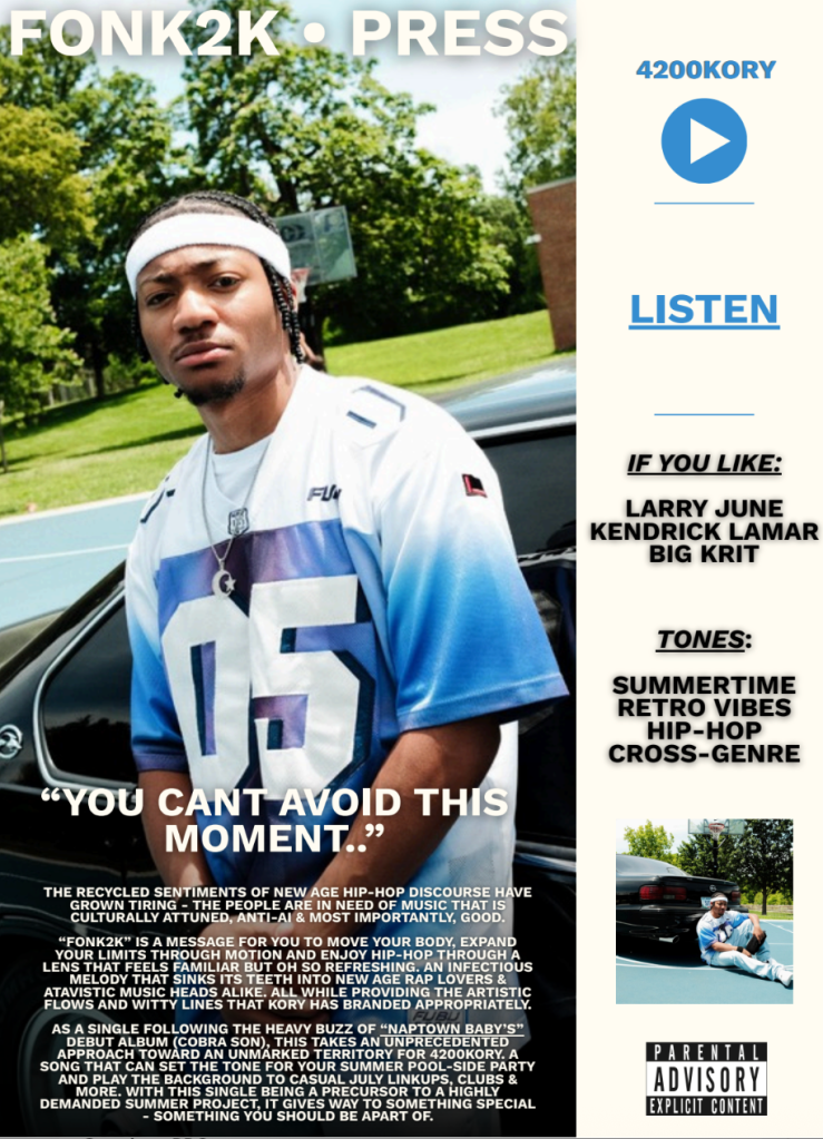 A young man wearing a white and blue patterned shirt stands in front of a car, with the text "YOU CAN'T AVOID THIS MOMENT." and "FONK2K PRESS" visible.