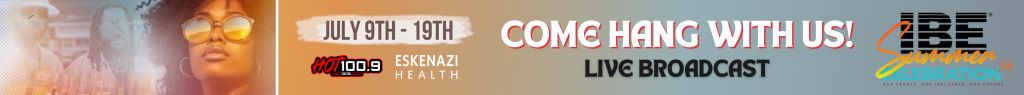 COME HANG WITH US! Live broadcast banner with orange and blue gradient background, featuring a person wearing sunglasses.